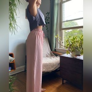 Pink paper bag pants